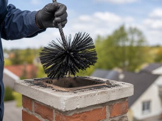 Round brush lifted clear at the chimney crown